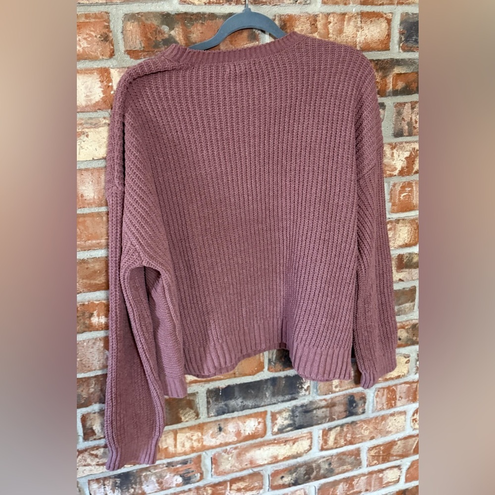 Maurices Mauve Textured Crew Neck Sweater - Picture 2 of 7